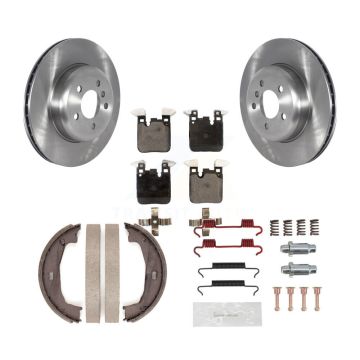 Rear Disc Rotors Semi-Metallic Pads Parking Shoes & Hardware Kit For BMW 428i xDrive 328i K8F-104797