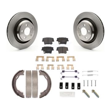 Rear Disc Rotors Semi-Metallic Pads Parking Brake Shoes & Hardware Kit For Dodge Charger K8F-104804