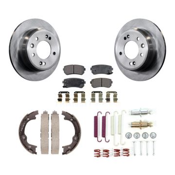 Rear Disc Rotors Semi-Metallic Pads Parking Brake Shoes Hardware Kit For Hyundai Elantra K8F-104825
