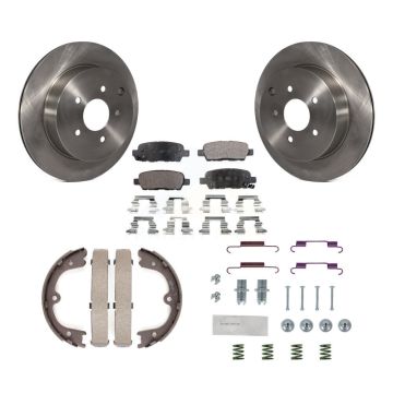 Rear Disc Rotors Semi-Metallic Pads Parking Shoes Hardware Kit For Nissan Murano INFINITI K8F-104829
