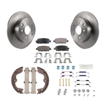 Rear Disc Rotors Semi-Metallic Pads Parking Brake Shoes & Hardware Kit For Nissan Altima K8F-104833