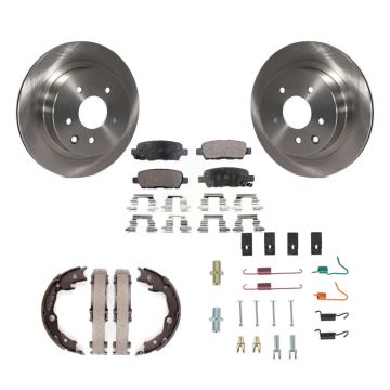 Rear Disc Rotors Semi-Metallic Pads Parking Shoes Hardware Kit For Nissan Rogue LEAF Juke K8F-104835
