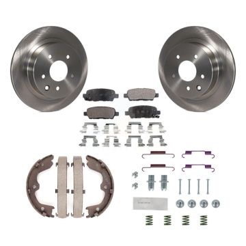Rear Disc Rotors Semi-Metallic Pads Parking Brake Shoes And Hardware Kit For INFINITI G35 K8F-104841