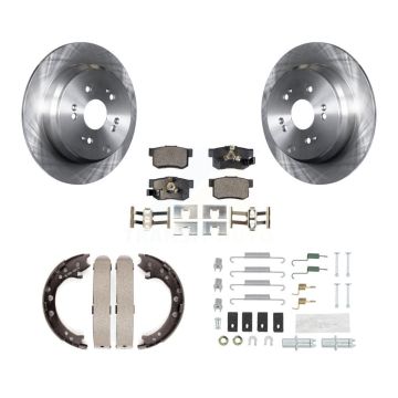 Rear Disc Rotors Semi-Metallic Pads Parking Shoes & Hardware Kit For Honda CR-V Acura RDX K8F-104857