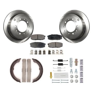 Rear Disc Rotors Semi-Metallic Pads Parking Shoes Hardware Kit For Toyota Tundra Sequoia K8F-104871