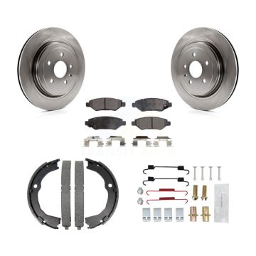 Rear Disc Rotors Semi-Metallic Pads Parking Brake Shoes And Hardware Kit For Cadillac CTS K8F-104874