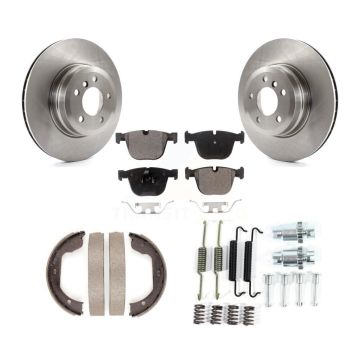 Rear Disc Rotors Semi-Metallic Pads Parking Brake Shoes And Hardware Kit For BMW X5 X6 K8F-104886