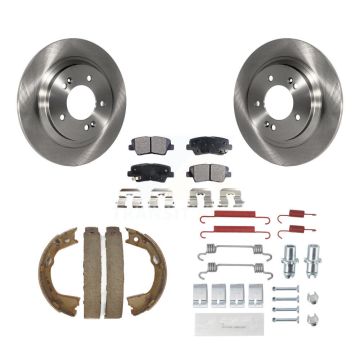 Rear Disc Rotors Semi-Metallic Pads Parking Shoes Hardware Kit For 13 Kia Optima LX/EX/SX K8F-104889