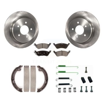 Rear Disc Rotors Semi-Metallic Pads Parking Shoes Hardware Kit For Dodge Grand Caravan & K8F-104891
