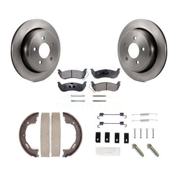 Rear Disc Rotors Semi-Metallic Pads Parking Shoes Hardware Kit For Mercury Grand Marquis K8F-104895