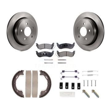 Rear Disc Rotors Semi-Metallic Pads Parking Shoes & Hardware Kit For Ford Crown Victoria K8F-104897