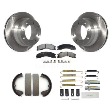 Rear Disc Rotors Semi-Metallic Pads Parking Shoes Hardware Kit For Chevrolet Express 3500 K8F-104900