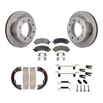Rear Disc Rotors Semi-Metallic Pads Parking Shoes & Hardware Kit For GMC Chevrolet Savana K8F-104902