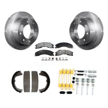 Rear Disc Rotors Semi-Metallic Pads Parking Shoes Hardware Kit For Chevrolet Silverado HD K8F-104908
