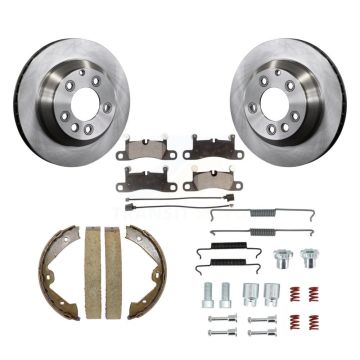 Rear Disc Rotors Semi-Metallic Pads Parking Shoes And Hardware Kit For Volkswagen Touareg K8F-104918