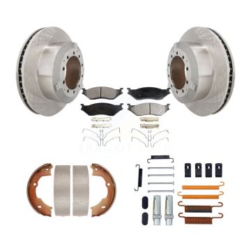 Rear Disc Rotors Semi-Metallic Pads Parking Shoes Hardware Kit For Ford F-450 Super Duty K8F-104921