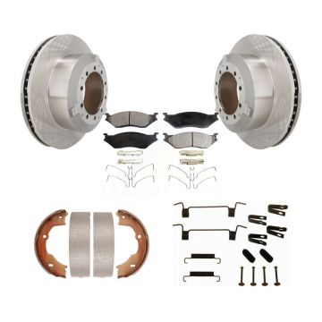 Rear Disc Rotors Semi-Metallic Pads Parking Shoes Hardware Kit For Ford F-450 Super Duty K8F-104923
