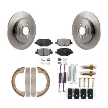 Rear Disc Rotors Semi-Metallic Pads Parking Brake Shoes And Hardware Kit For Lincoln MKT K8F-104925