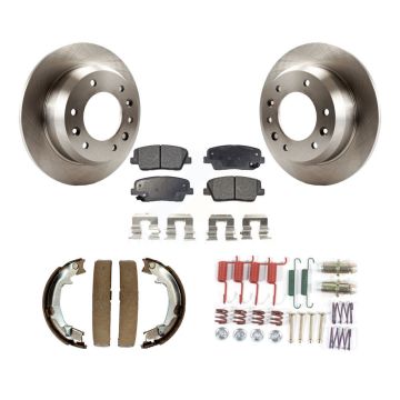 Rear Disc Rotors Semi-Metallic Pads Parking Shoes And Hardware Kit For Kia Sedona Hyundai K8F-104928