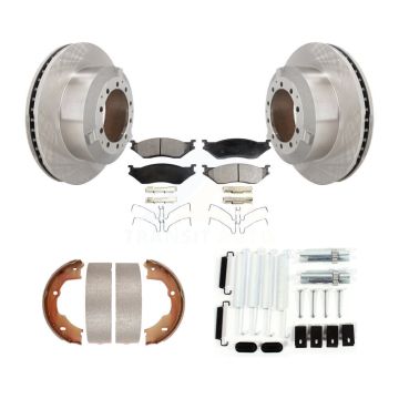 Rear Disc Rotors Semi-Metallic Pads Parking Shoes Hardware Kit For Ford F-450 Super Duty K8F-104930