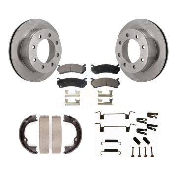 Rear Disc Rotors Semi-Metallic Pads Parking Shoes Hardware Kit For Chevrolet GMC 2500 HD K8F-104939