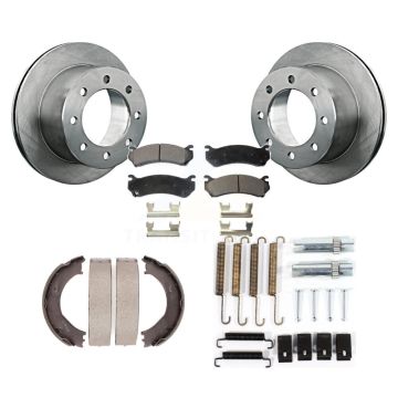 Rear Disc Rotors Semi-Metallic Pads Parking Brake Shoes And Hardware Kit For K8F-104941