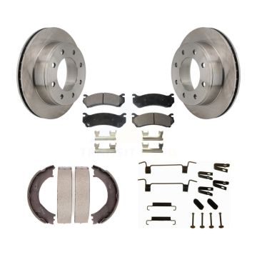 Rear Disc Rotors Semi-Metallic Pads Parking Shoes Hardware Kit For Chevrolet Silverado HD K8F-104943