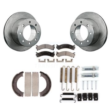 Rear Disc Rotors Semi-Metallic Pads Parking Shoes & Hardware Kit For Chevrolet Silverado K8F-104945