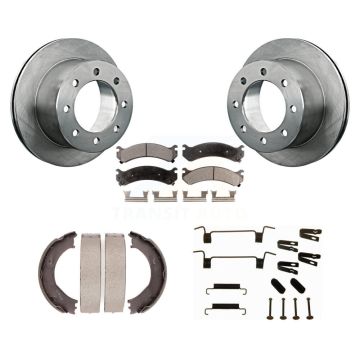 Rear Disc Rotors Semi-Metallic Pads Parking Shoes And Hardware Kit For GMC Sierra 3500 HD K8F-104953
