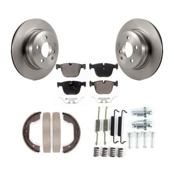 Rear Disc Rotors Semi-Metallic Pads Parking Shoes Hardware Kit For 2009 BMW X6 From 10 08 K8F-104957