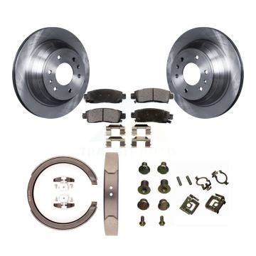Rear Disc Rotors Semi-Metallic Pads Parking Shoes Hardware Kit For Chevrolet GMC Envoy XL K8F-104960