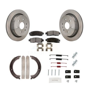 Rear Disc Rotors Semi-Metallic Pads Parking Brake Shoes And Hardware Kit For Cadillac XTS K8F-104961