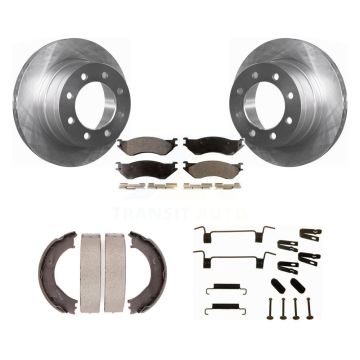 Rear Disc Rotors Semi-Metallic Pads Parking Shoes & Hardware Kit For Dodge Ram 2500 3500 K8F-104964