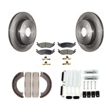 Rear Disc Rotors Semi-Metallic Pads Parking Shoes Hardware Kit For Dodge Ram 1500 Durango K8F-104965