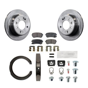 Rear Disc Rotors Semi-Metallic Pads Parking Shoes Hardware Kit For 11-16 Kia Sportage FWD K8F-104975