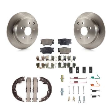 Rear Disc Rotors Semi-Metallic Pads Parking Shoes Hardware Kit For Toyota Matrix Pontiac K8F-104980