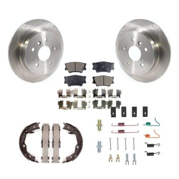 Rear Disc Rotors Semi-Metallic Pads Parking Brake Shoes And Hardware Kit For Toyota Camry K8F-104983