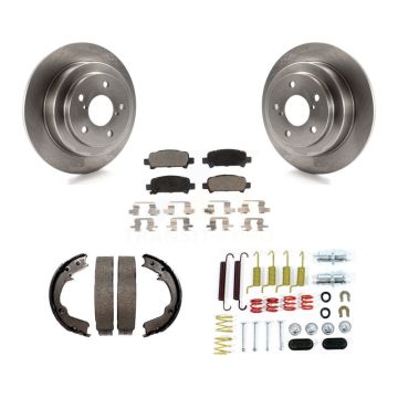 Rear Disc Rotors Semi-Metallic Pads Parking Brake Shoes Hardware Kit For Subaru Forester K8F-104986