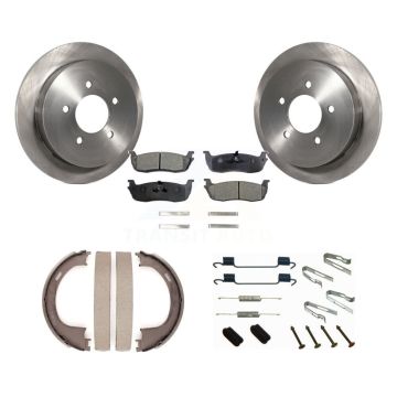 Rear Disc Rotors Semi-Metallic Pads Parking Shoes & Hardware Kit For Ford F-150 Heritage K8F-104996