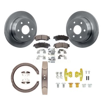 Rear Disc Rotors Semi-Metallic Pads Parking Shoes & Hardware Kit For GMC Chevrolet Sierra K8F-105002