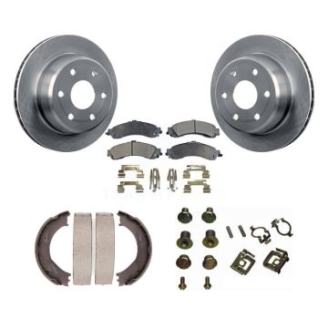 Rear Disc Rotors Semi-Metallic Pads Parking Shoes & Hardware Kit For Chevrolet Silverado K8F-105007
