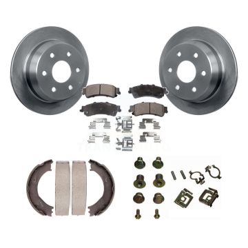 Rear Disc Rotors Semi-Metallic Pads Parking Shoes & Hardware Kit For Chevrolet Silverado K8F-105008