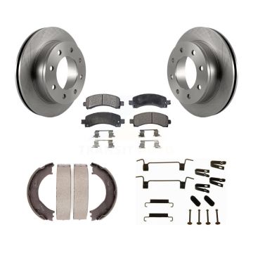 Rear Disc Rotors Semi-Metallic Pads Parking Shoes Hardware Kit For Chevrolet Express 3500 K8F-105017