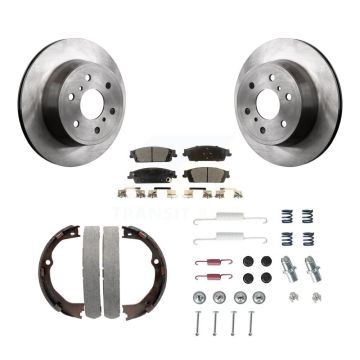 Rear Disc Rotors Semi-Metallic Pads Parking Shoes & Hardware Kit For GMC Chevrolet Sierra K8F-105020