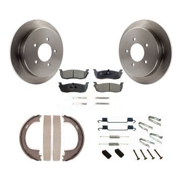 Rear Disc Rotors Semi-Metallic Pads Parking Shoes Hardware Kit For Ford F-150 Expedition K8F-105024
