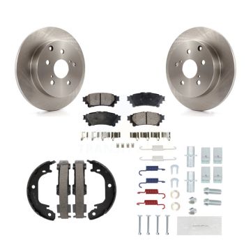 Rear Disc Rotors Semi-Metallic Pads Parking Shoes & Hardware Kit For Toyota Prius V Mirai K8F-105028