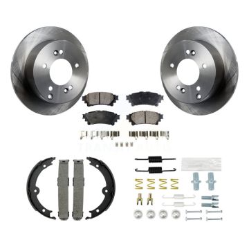 Rear Disc Rotors Semi-Metallic Pads Parking Brake Shoes And Hardware Kit For Lexus IS250 K8F-105029