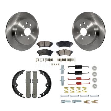 Rear Disc Rotors Semi-Metallic Pads Parking Brake Shoes And Hardware Kit For Lexus IS350 K8F-105031