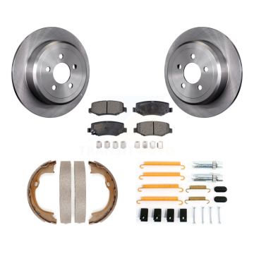 Rear Disc Rotors Semi-Metallic Pads Parking Shoes And Hardware Kit For Jeep Liberty Dodge K8F-105033