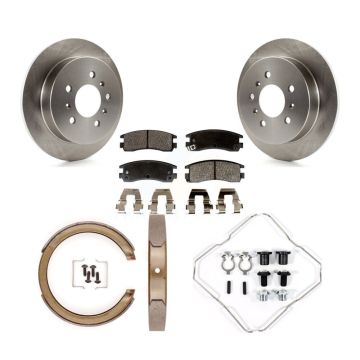 Rear Disc Rotors Semi-Metallic Pads Parking Shoes Hardware Kit For Chevrolet Impala Grand K8F-105042